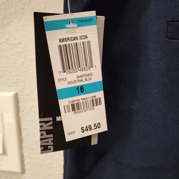 Style and Co Navy Blue Midrise Capri Pants Size 16 - Picture 3 of 12